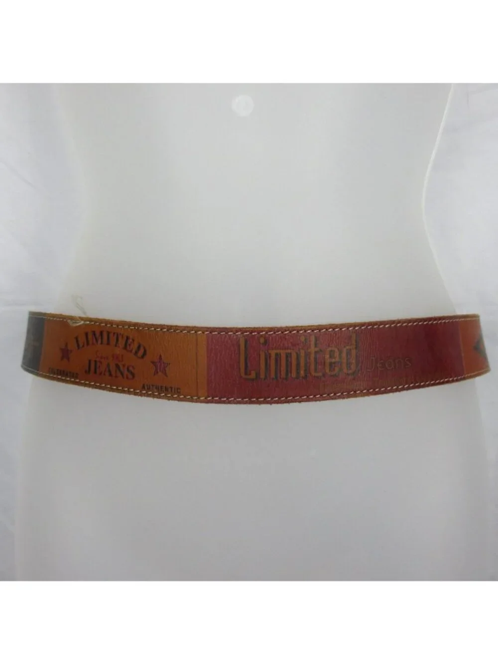 Vintage The Limited Jeans 1963 Genuine Leather Belt Silver buckle size M 90's